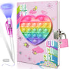 GINMLYDA Pop Girls Diary with Lock, 7.5x5.4 Inches, Colorful Heart, 160 Lined Pages, Invisible Ink Pen Set, Kids Secret Notebook