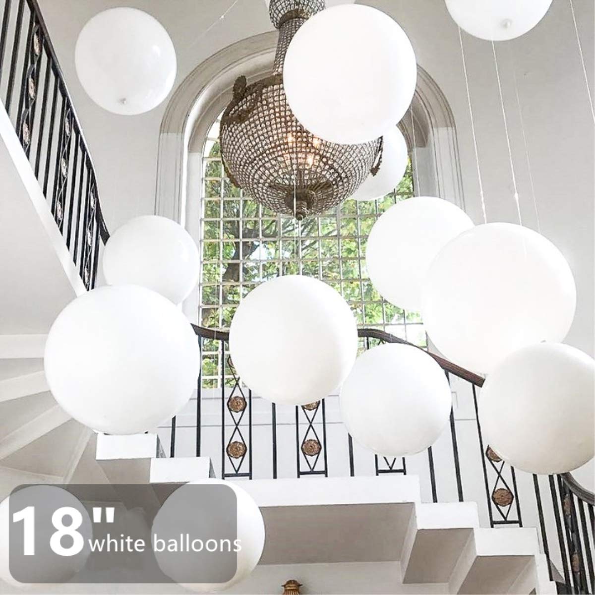 24Pcs 18 Inch Big White Balloons Latex Round Balloons Giant White Balloon Jumbo Thick Balloons For Photo Shoot Birthday Wedding Party New Year'S Day Christmas Decorations