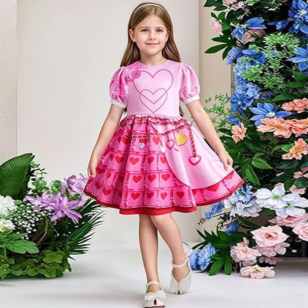 Itvti Girls Bridget Costume Kids Younger Queen Of Heart Pink Dress Princess Cosplay Outfits With Wig For Halloween Party, Pink, 2-3 Years(Tag 100)