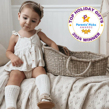 BEBE BASK Premium Baby Doll Bassinet - Handcrafted Seagrass Moses Basket with Luxe Mattress - Model BB-DOLLY-01