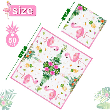Wernnsai 50Pcs Flamingo Party Napkins - Pink Tropical Luau Party Supplies 3-Ply Kids Birthday Flamingo Paper Napkins Disposable Hawaiian Dinner Napkins For Girl Birthday Pool Tea Party Decorations