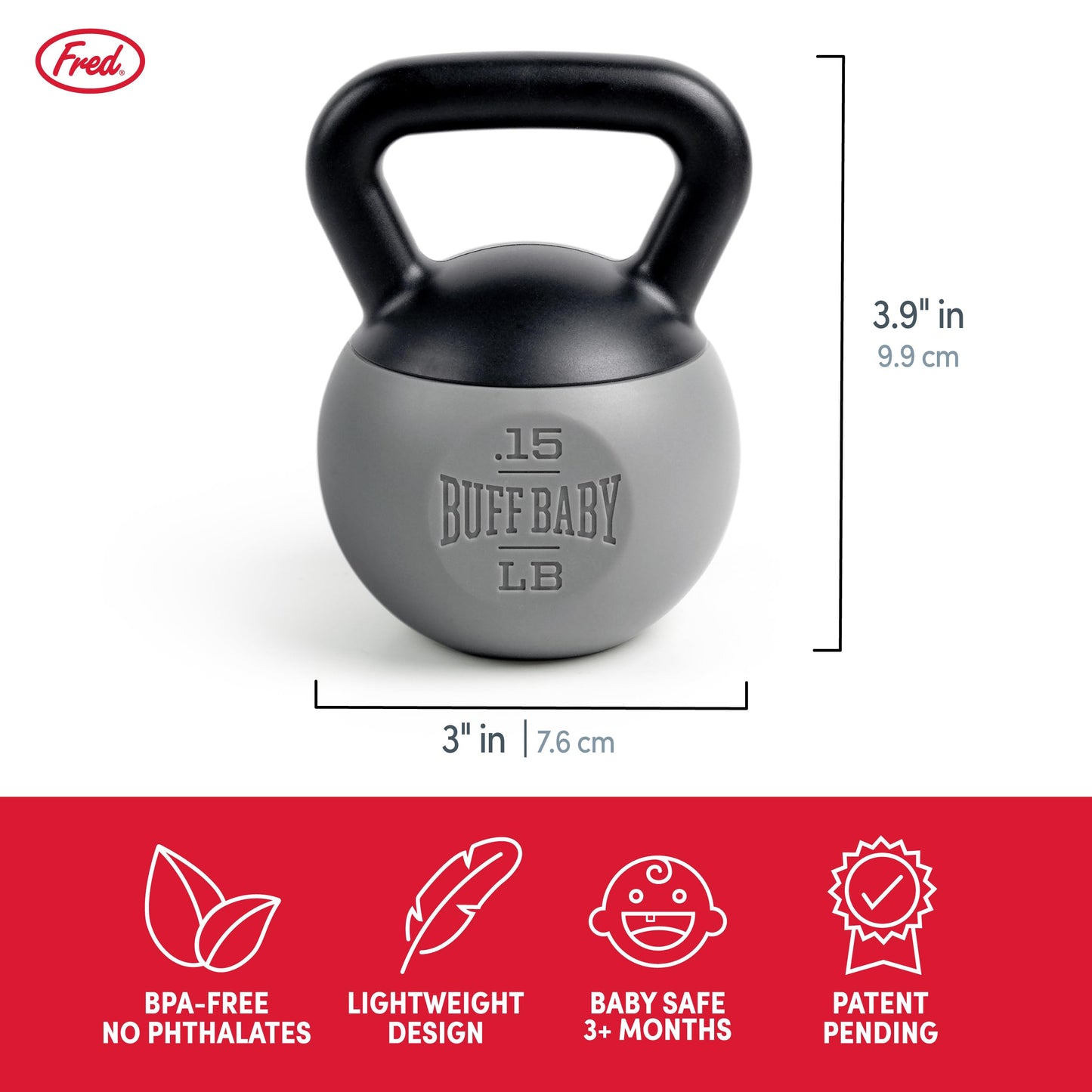Genuine Fred Buff Baby Kettlebell Rattle, Engaging And Sensory Rich Toy, Lightweight And Easy To Hold, Fun Gift For Fitness Enth