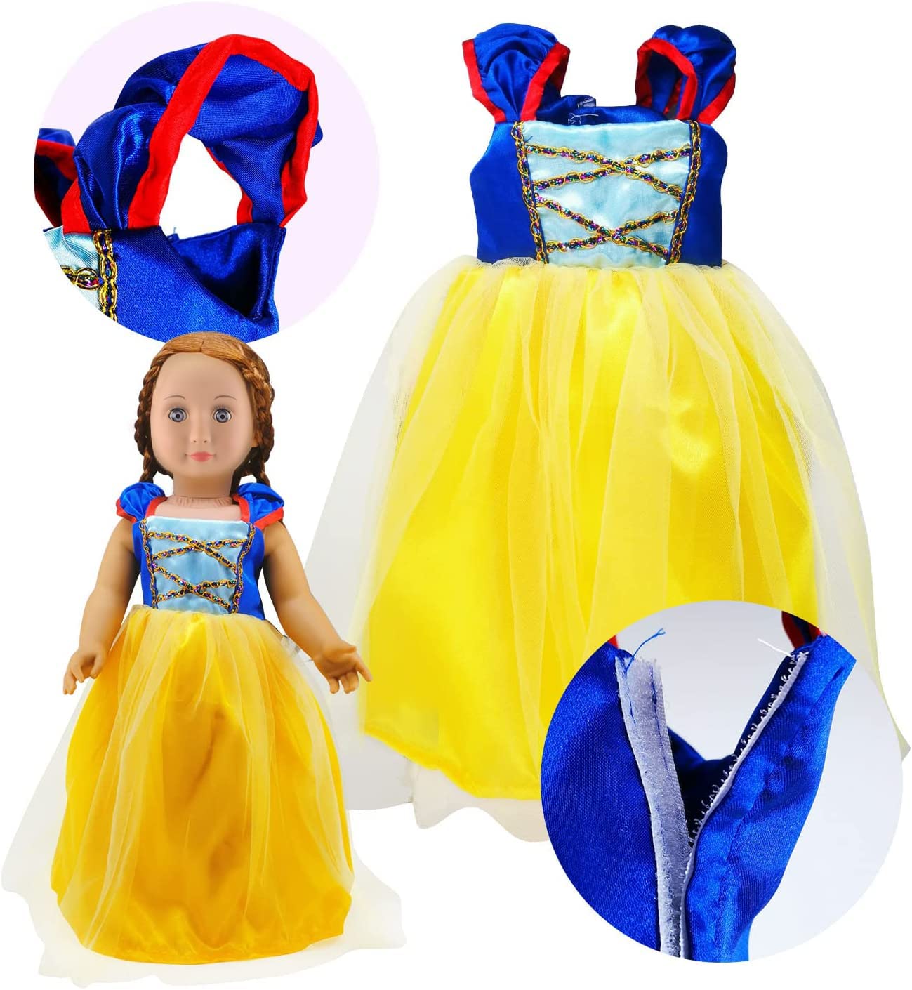 18 Inch Doll Clothes Accessories -6Pcs Different Princess Costume Fits All 18 Inch Girl Dolls