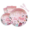 ColorOrca Spa Party Decorations - Spa Day Makeup Birthday Party Tableware Set Includes Plates, Forks, Napkins, Spa Theme Supplie