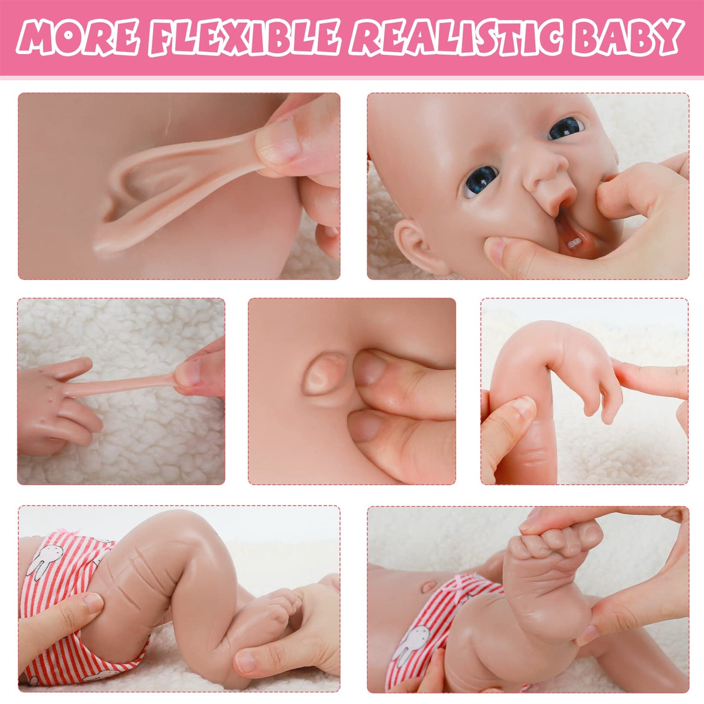 Ivita 20 Inch Full Silicone Baby Dolls,Not Vinyl Dolls,Real Full Body Silicone Baby Dolls Reborn Newborn Baby Dolls - Girl