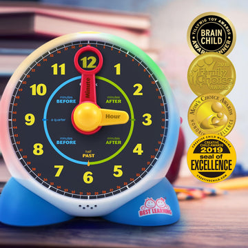 BEST LEARNING Learning Clock - Educational Talking Time Toy with Quiz & Music for Kids Ages 3-6 - Perfect Birthday Gift, Multicolor