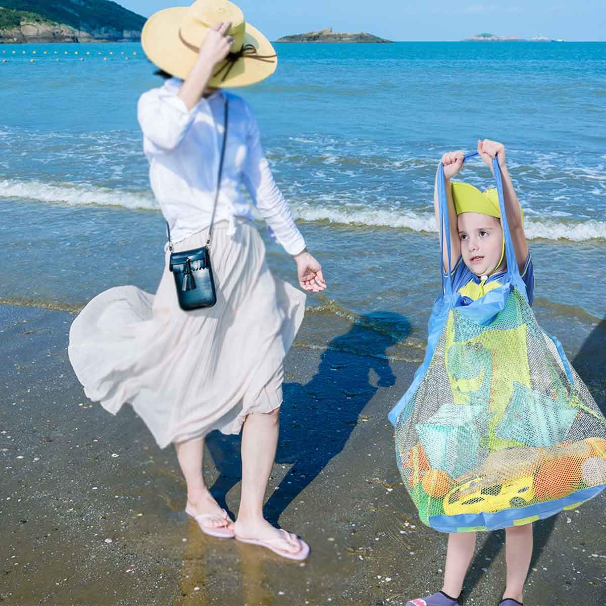 Mesh Beach Toys Bag Extra Large Beach Bags and Totes Sand Tote Bag Storage Bags Children Toys Beach Toy Organizer Kids Sand Toys