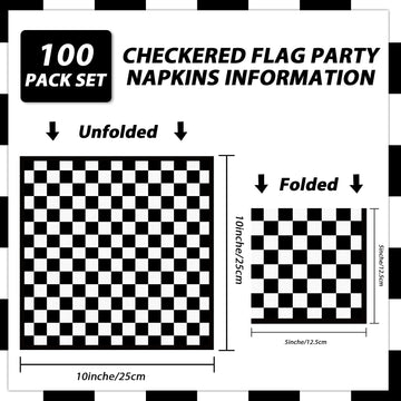 100 Pack Black And White Checkered Flag Party Napkins Disposable Race Car Birthday Party Supplies Racing Car Theme Party Paper Lunch Napkins For Baby Shower Kids Men Party Decorations Favors