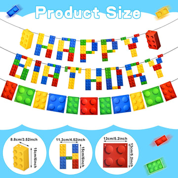 23 Pieces Building Block Birthday Party Backdrop Supplies Include Colorful Building Blocks Banners and Building Theme Hanging Sw