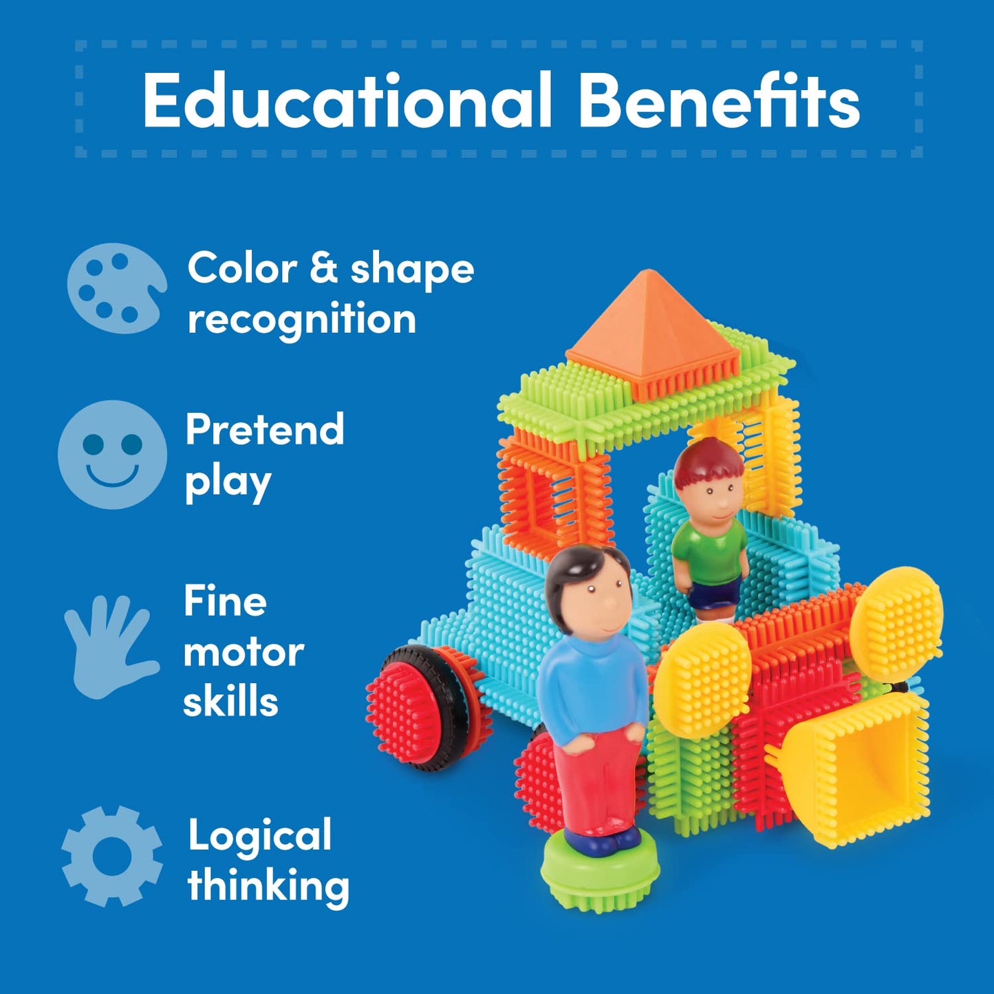 Battat- Bristle Blocks- Stem Interlocking Building Blocks- 85 Pc Playset- Reusable Storage Bin- Developmental Toys For Toddlers & Kids- 2 Years +