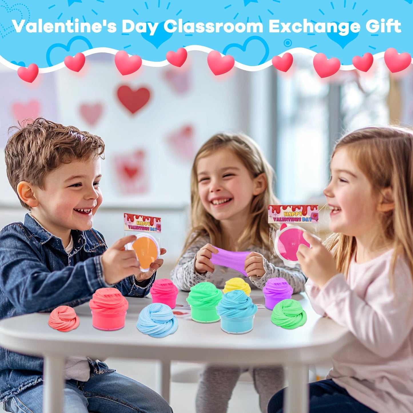 Amenon 28 Pack Butter Slime Kit Putty Colorful Stress Relief Toy For Kids Classroom Exchange Gifts School Games Prizes Party Favor Boys Girls Valentine Gifts For Kids With 28 Cards Valentines Toy