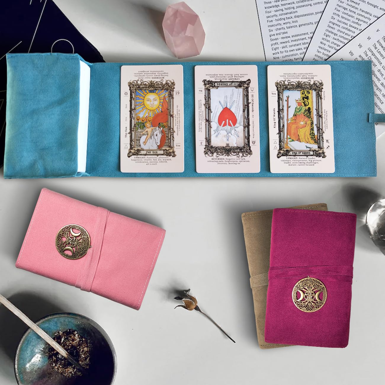 Knana 5Pcs Tarot Card Holder - Velvet Tarot Card Storage Bag, Tarot Bags And Pouches, Tarot Accessories - Moon