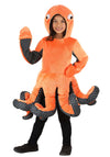 Enchanting Ocean Octopus Kids Costume | Sea Creature Cosplay | Vibrant Orange Octopus Outfit with Hood, Tentacles, and Mitts X-