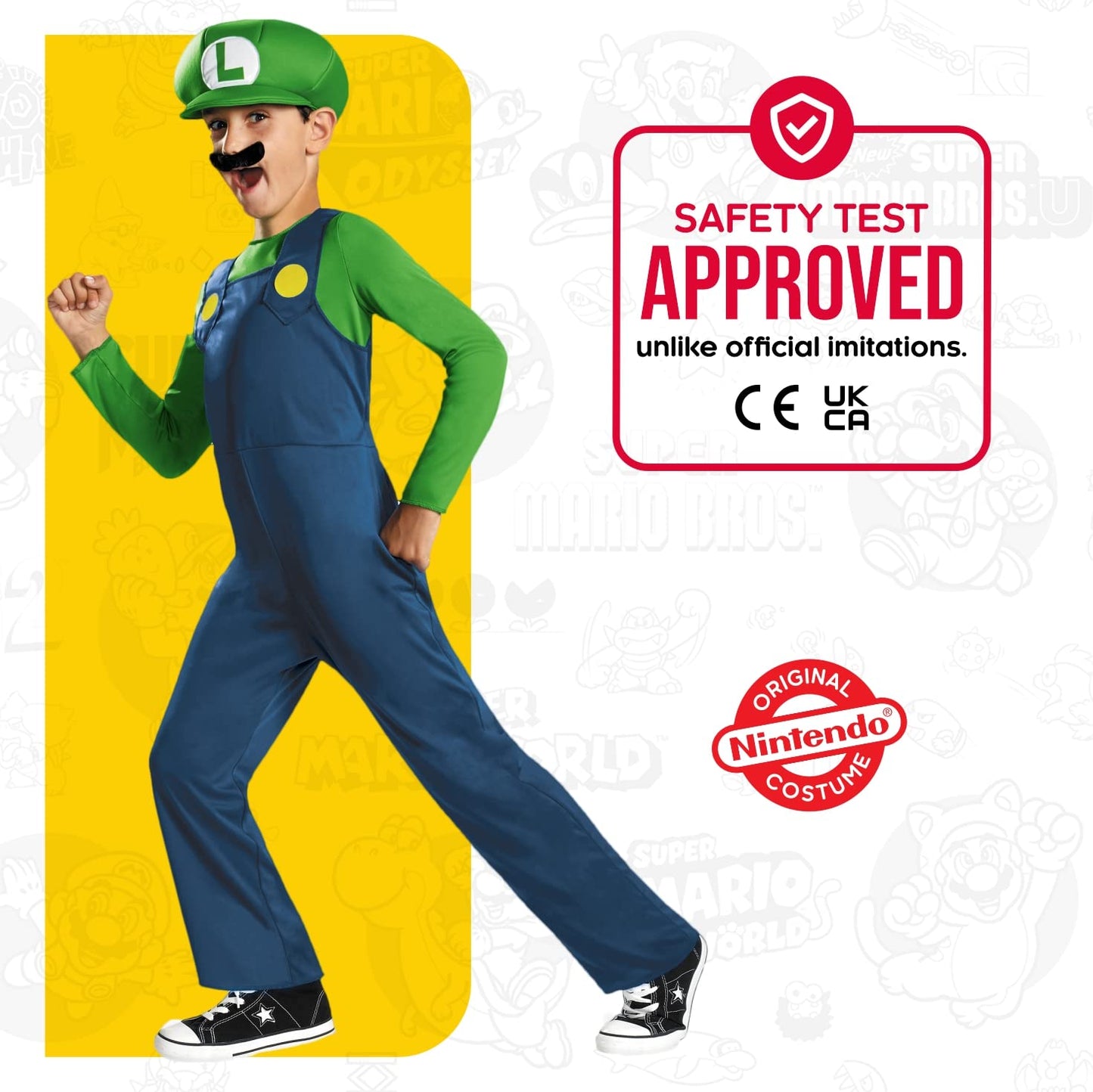 Nintendo Super Mario Brothers Luigi Classic Boys Costume, Large/10-12