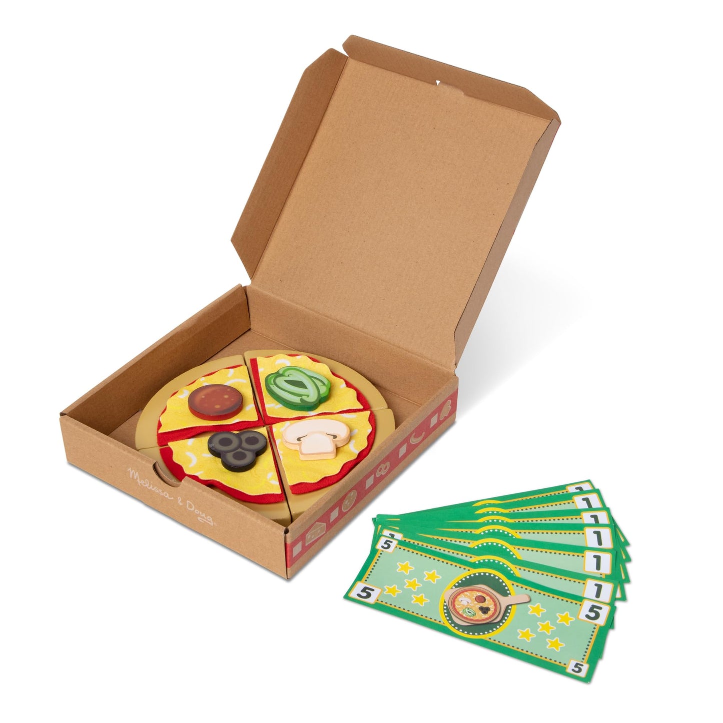 Melissa & Doug Top & Bake Wooden Pizza Counter Play Set With Play Food (41 Pcs) Preschool Toy Pizza, Wooden Food Set, Pretend Se