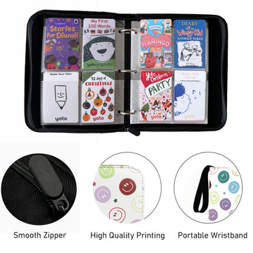 Thisness Yoto Card Holder - 120 Cards Capacity, Medium to Large, PU Material, Smile Color, Model US-DLL, Zipper Card Case Organizer