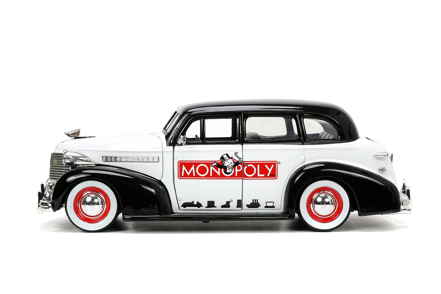 Jada Toys Mr. Monopoly 1:24 1939 Chevrolet Master Deluxe Die-cast Car w/ 2.75 Rich Uncle Pennybags Figure Toys for Kids and mature-themeds (33230)