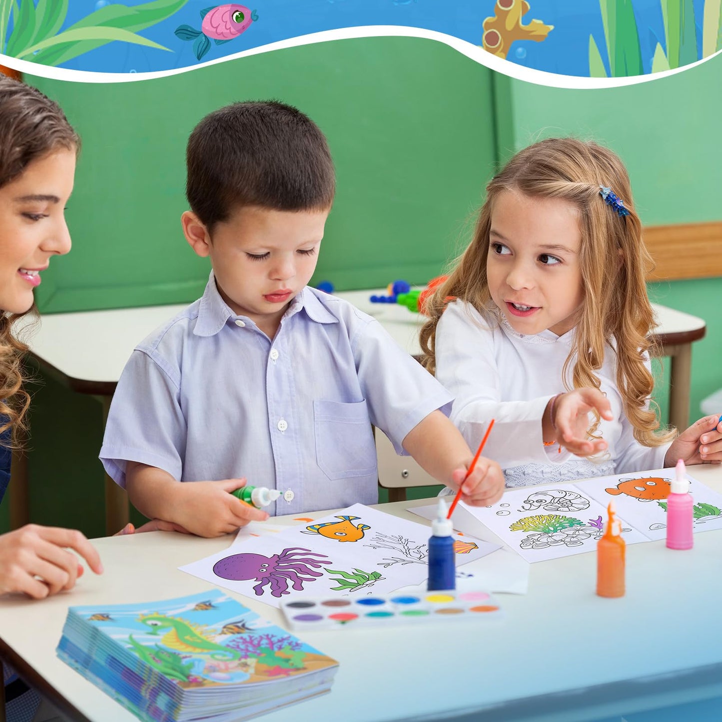 Fulmoon 48 Pcs Mini Summer Coloring Books Bulk for Kids Cute Ocean Animals DIY Art Drawing Books Bulk Kids Summer Birthday Party