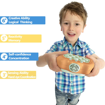 Intoypad Pop The Target! Handheld Speed Pushing Game Machine: A Fun Multiplayer Game for Family. Fidget Game Toy for 6 7 8 9 10 11 12 Years Old Orange