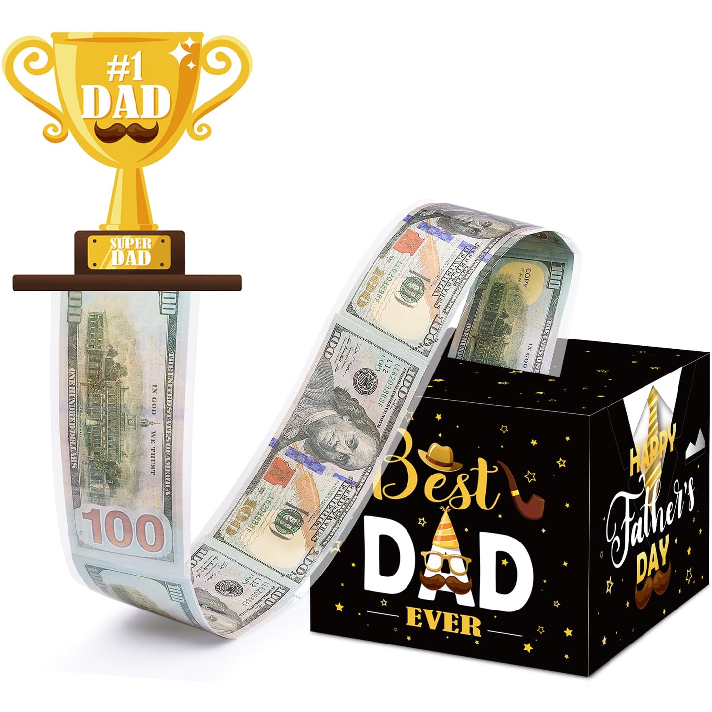 Meiidoshine For Dad, Money Box For Cash Pull, Surprise Money Holer With 50Pcs Transparent Bags, A Funny Way To Give Cash As Gran