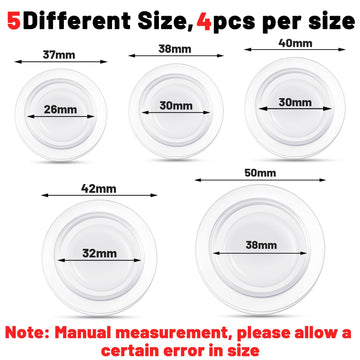 Boao 20 Pieces Piggy Bank Stopper Replacement Piggy Bank Plugs Bulk Rubber Saving Box Stopper(5 Sizes,Clear)