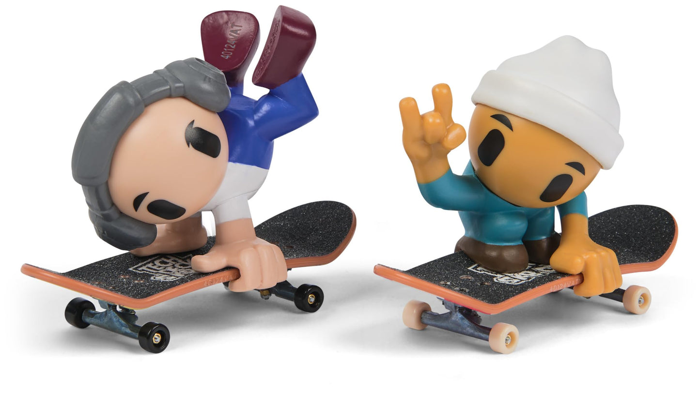 Tech Deck Sk8 Crew, 2-Pack Exclusive Fingerboards With Assistive Figures, Collectible And Customisable Mini Skateboards, Kids To