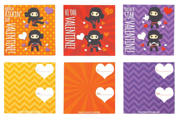 Playhouse Super Ninja Finger Puppets 28 Card Valentine Exchange Box For Kids