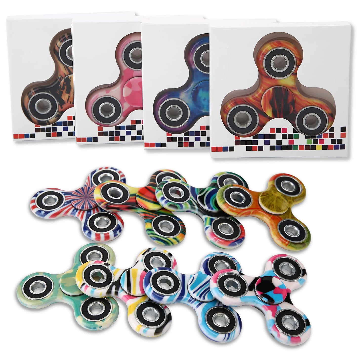 Scione 12 Pack Fidget Spinner Toy, Finger Spinner Fidget Pack-Anxiety Toys Stress Relief Reducer- Party Favors For Kids/Adults Birthday Party Favor Goodie Bag Stuffers Classroom Prizes