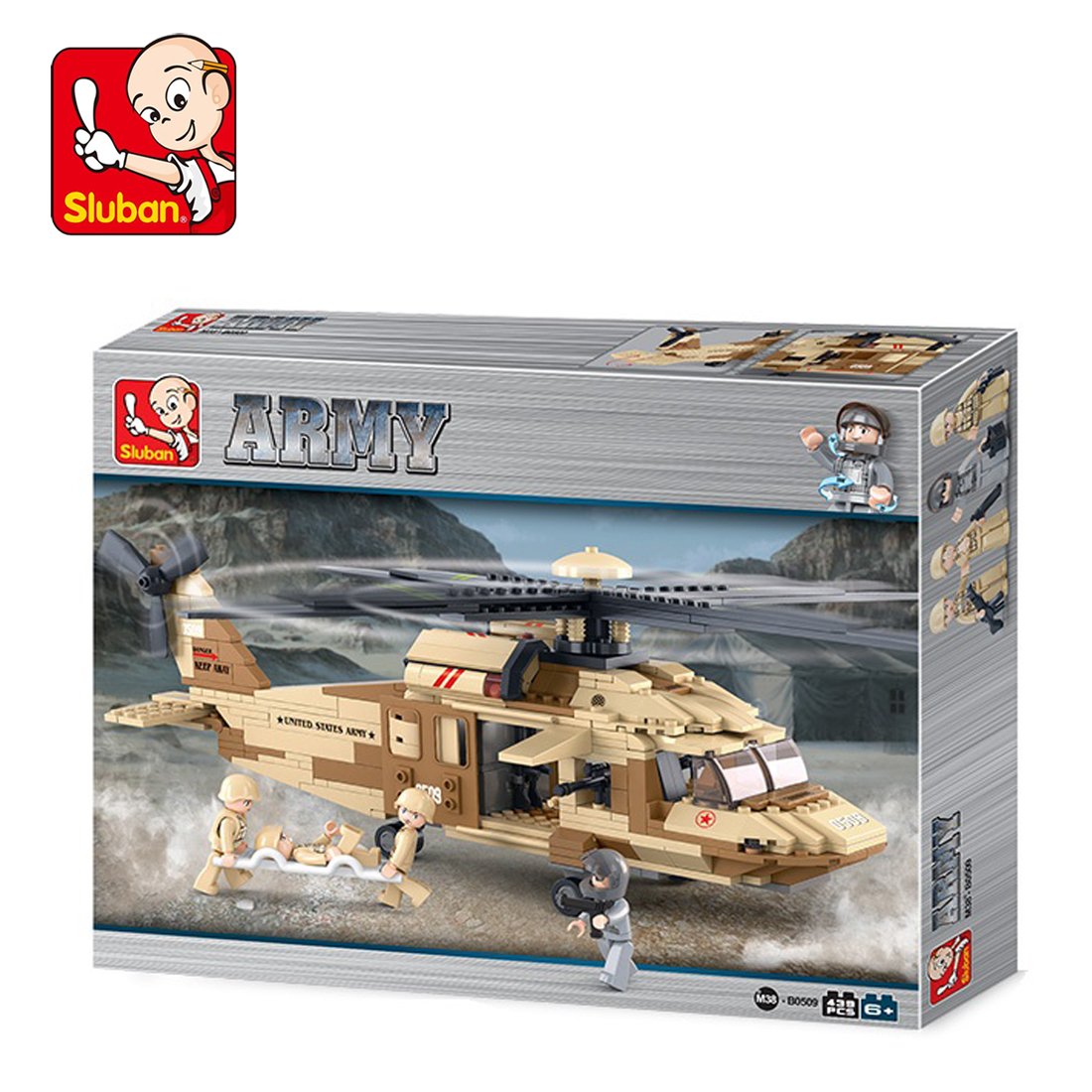 Sluban Military Blocks Army Bricks Toy – Black Hawk Helicopter (M38-B0509)