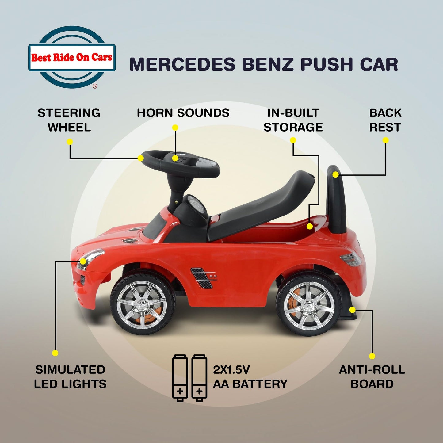 Best Ride On Cars Mercedes Benz Push Car, Red