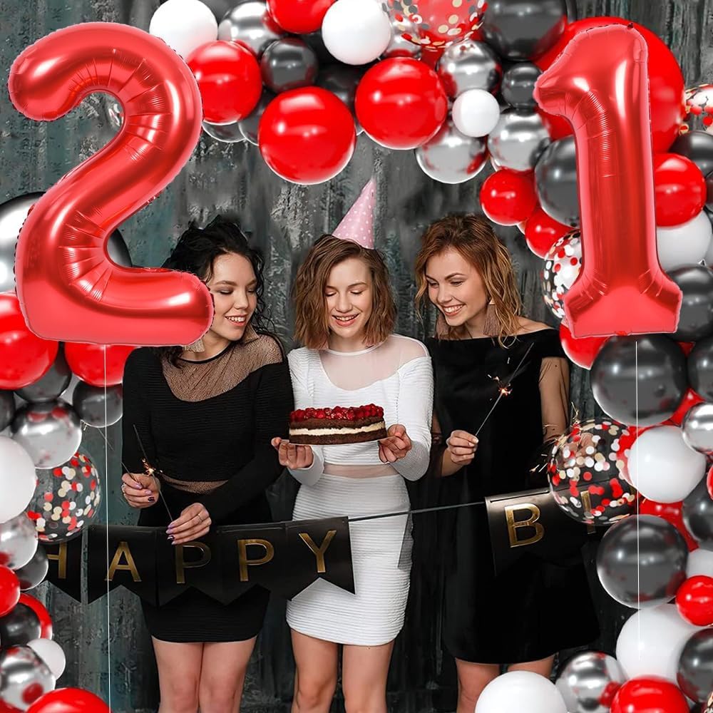 Toniful 40 Inch Large Red Number 25 Balloons Giant Digital 25 Or 52 Helium Balloons, Foil Mylar Big Number Balloons For 25Th Or
