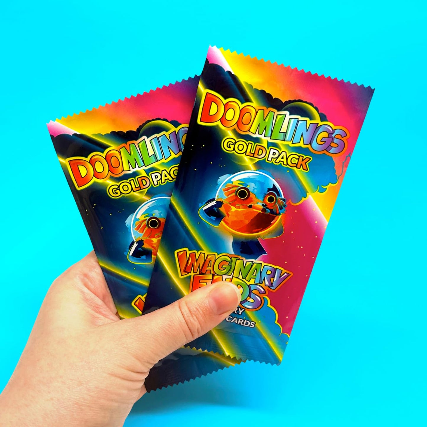 Doomlings Card Game: Imaginary Ends Expansion - Collectible Mystery Holofoils Gold Pack | Strategy Game for Kids Teens & mature-themeds | 2-6 Players Ages 7+ (7 Holofoils)