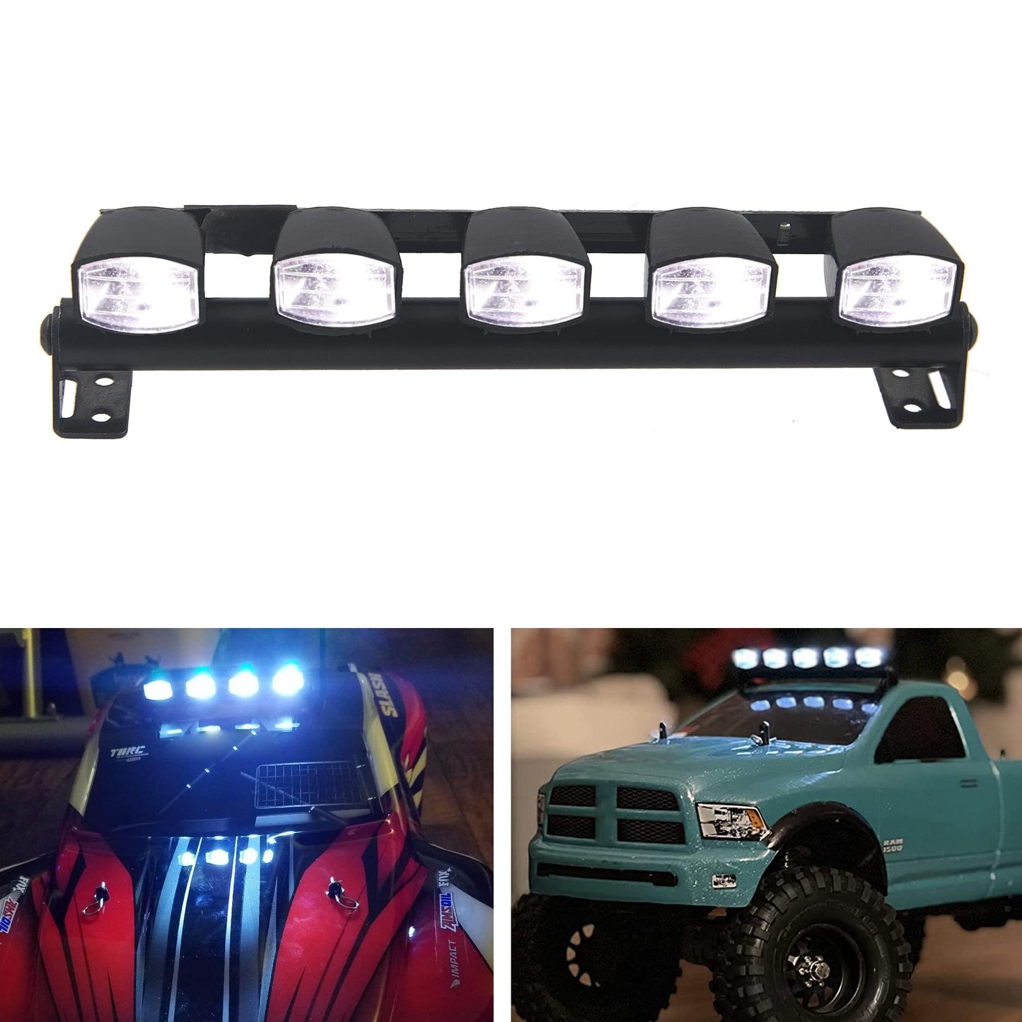 HIRCQOO RC LED Light Bar Roof LED Lamp Body Shell Roof Light Compatible with Traxxas TRX-4 Axial SCX10 II 90046 RC4WD D90 D110 1