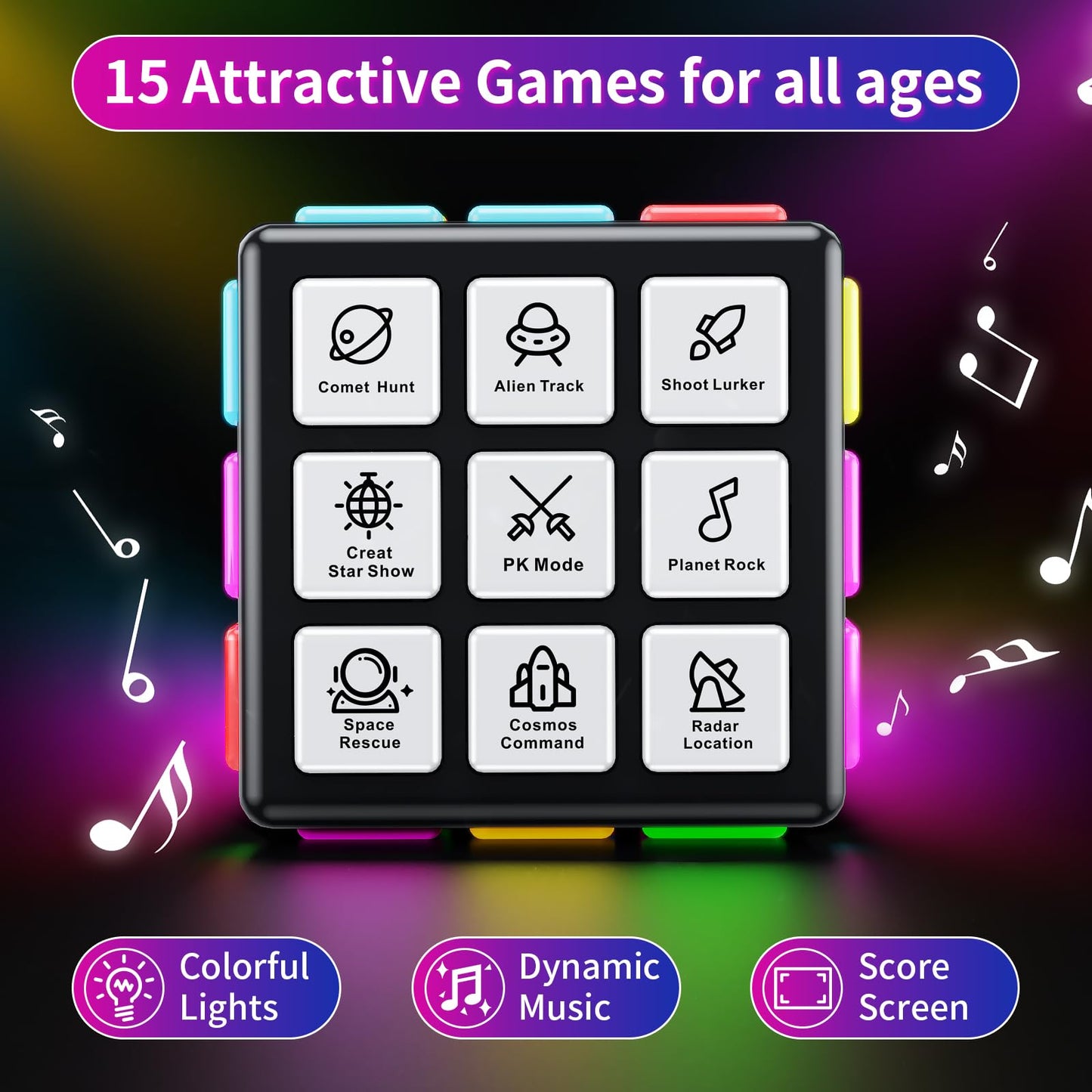 Niufunmal Rechargeable Game Cube, 15-In-1 Fun Brain Memory & Speed Games For Kids, Christmas Birthday Gifts For Boys Girls Ages