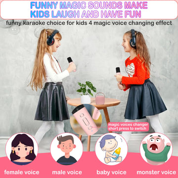 Mini Karaoke Machine For Kids Age 4-12, Bluetooth Speaker With 2 Wireless Microphone & Led Lights, Christmas Birthday Gifts For