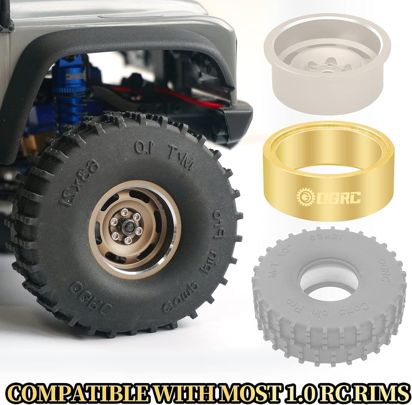OGRC 1.0 Inch Brass Internal Beadlock Ring 92g Heavy Wheel Weighted Clamp Ring Fits RC Wheel Rims for TRX4M SCX24 1/18 1/24 RC C