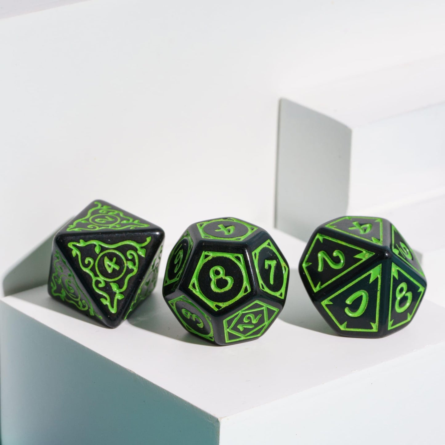 Poludie DND Dice Set -D&D Polyhedral Dice (7 Pcs) Druid Dice with Leather Dice Bag for Dungeons and Dragons Role Playing Dice Ga