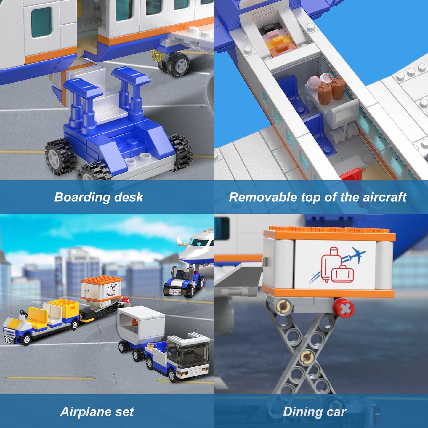 City Passenger Airplane Building Set, Compatible With Lego Plane Blocks Toy, With Plane Trailer, Luggage Truck, Fun Airport Idea