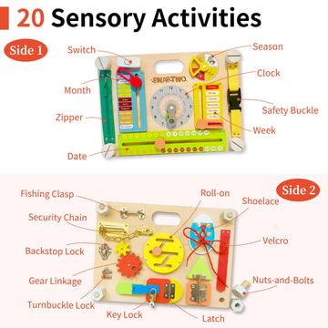 Smartwo Double-Sided Montessori Busy Board For Toddlers 2-4, Train Ages 1-3 Babies Fine Motor Skills, Toddler Boy Toy Of Sensory