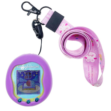 Xcivi Silicone Case Cover, Lanyard And Screen Protector Film For Tamagotchi Uni Virtual Interactive Pet Game Machine (Purple)