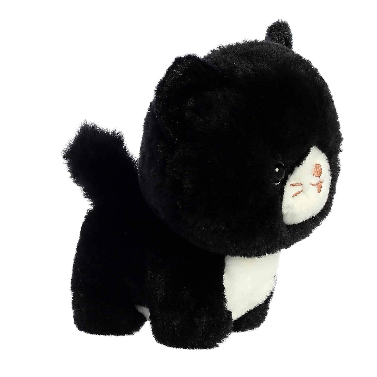 Aurora® Playful Teddy Pets™ Tuxedo Cat Stuffed Animal - Black - Small 6.5" - Soft Polyester