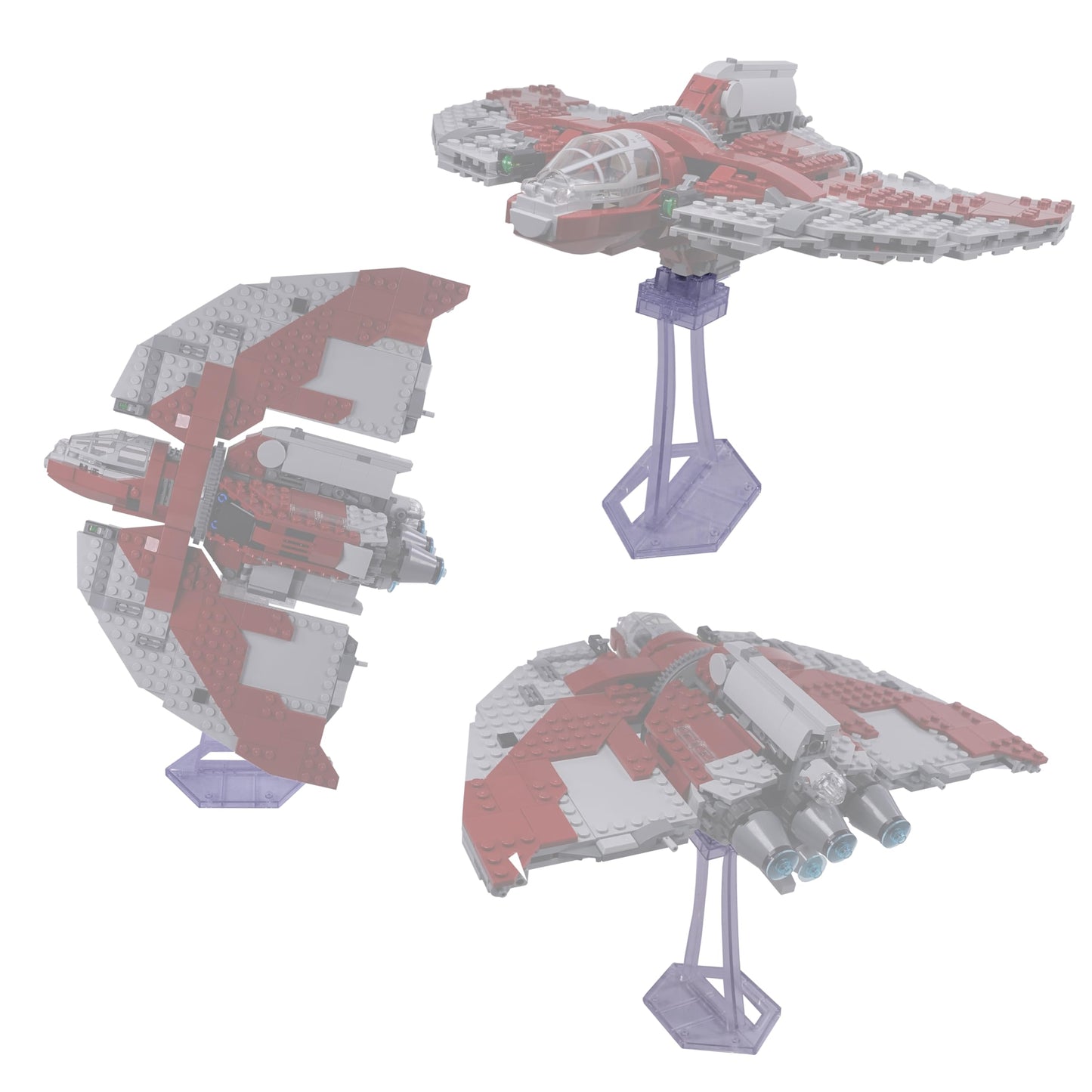 Display Stand For Lego 75362 Ahsoka Tanos T-6 Jedi Shuttle. Plastic Transparent Angled Display Stand Only.