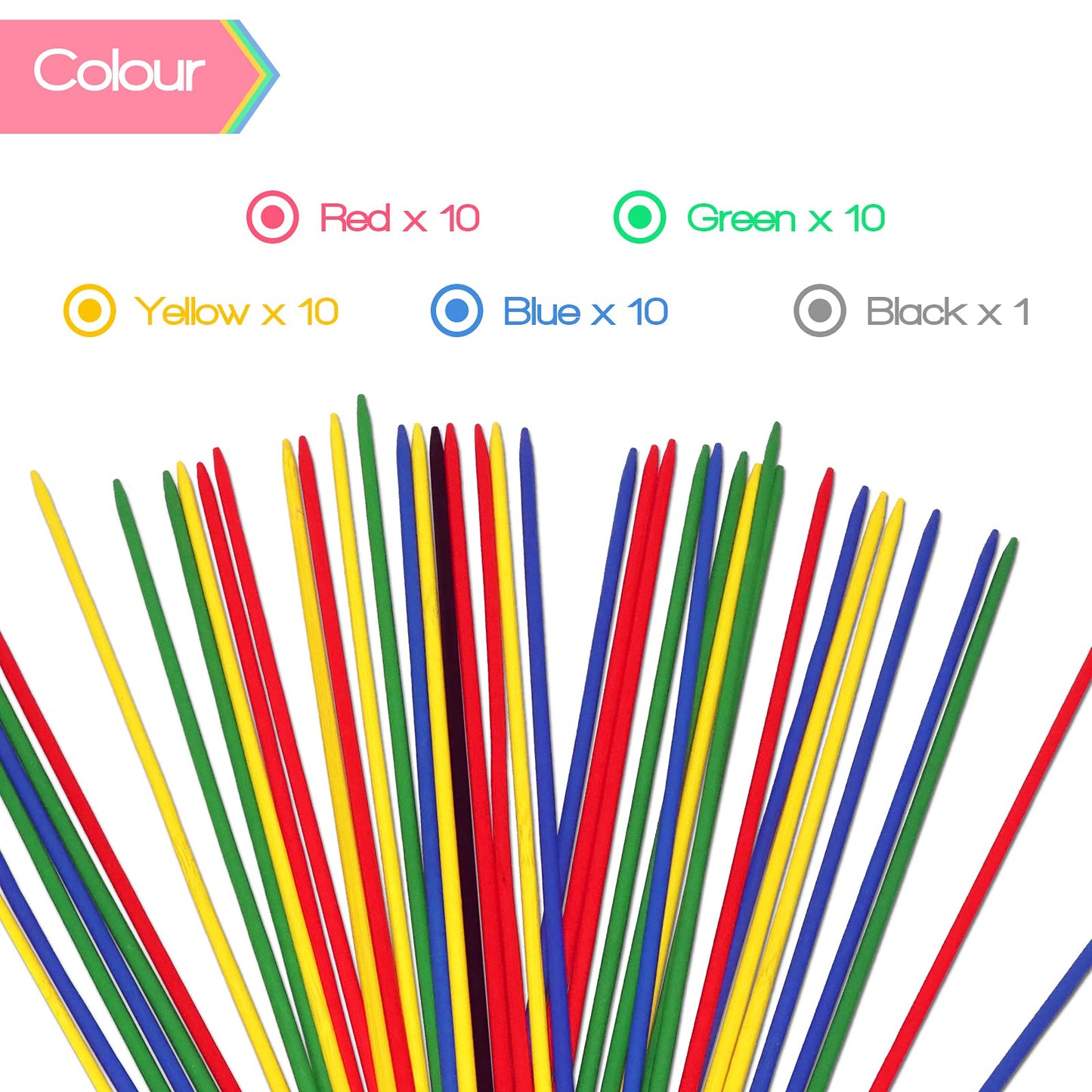 Doxishruky Classic Wooden Thin Pick Up Stick Game 41 Pieces Fun Family Game Gift Idea 9.8 Inch Long