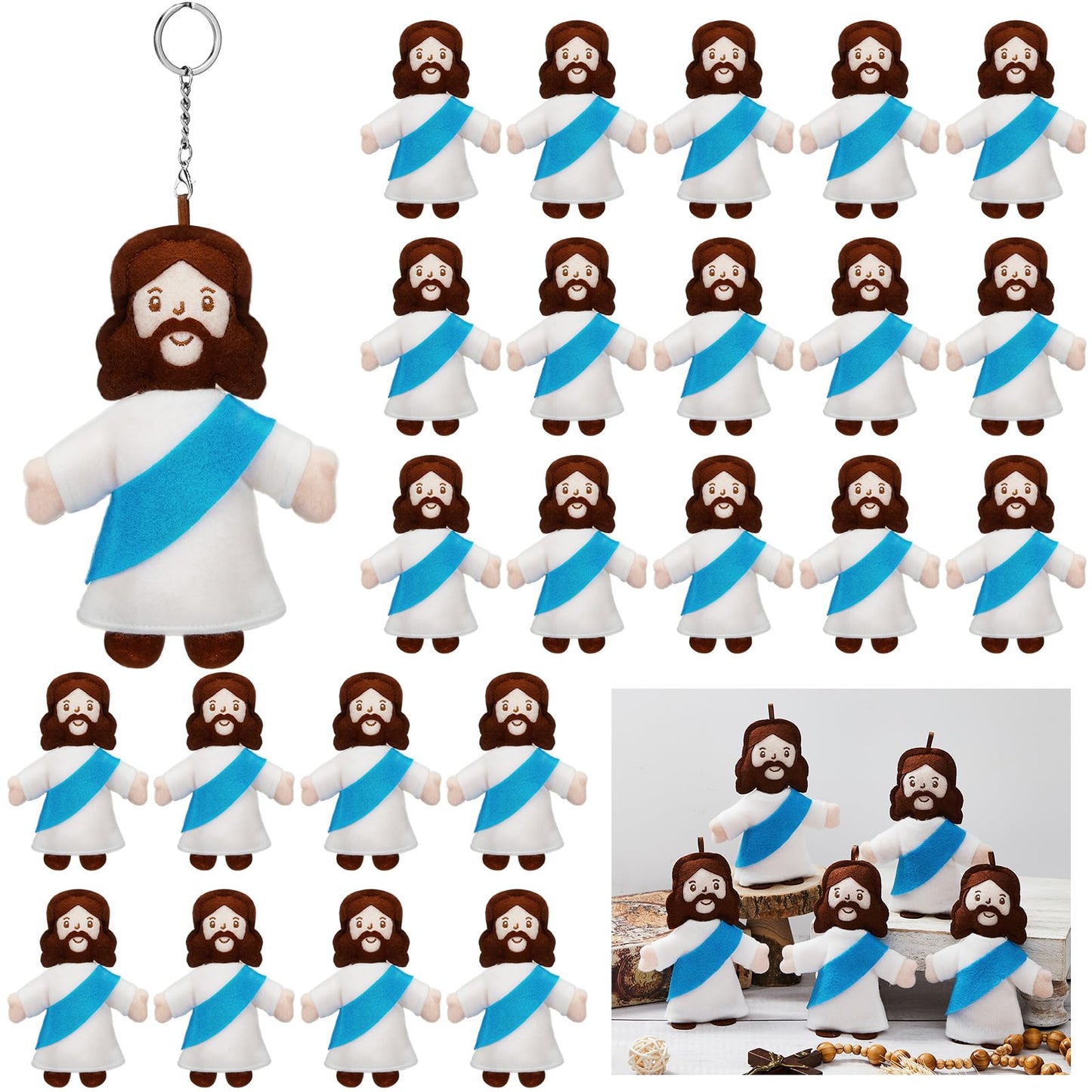 Shappy 12 Pcs Mini Stuffed Jesus Plush Toy Nativity Plush Little Jesus Figures Christmas Decorations Christian Figure Bulk Relig