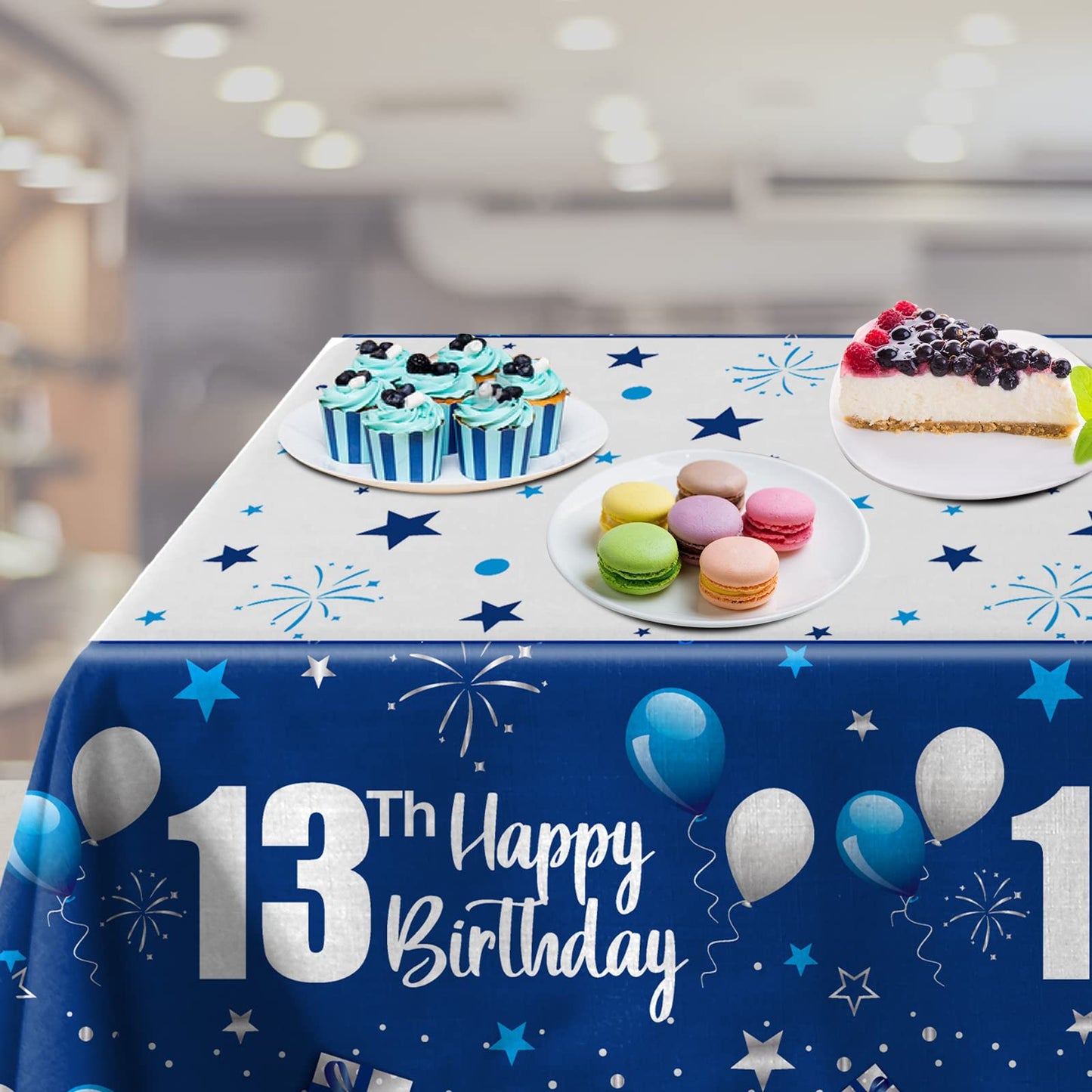 Navy Blue 13Th Birthday Decorations For Boys And Girls, Happy 13Th Birthday Backdrop, Tablecloth, Balloons Garland Arch Kit - 13Th Birthday Banner Party Supplies Bday Decor For Sweet 13 Year Old Teen