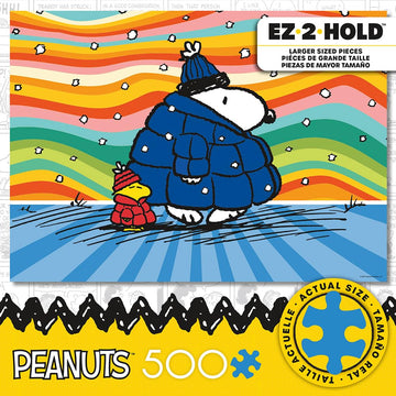 Ceaco - Peanuts - Puffer Coat - 500 Piece Jigsaw Puzzle - Oversized Pieces - Easy To Hold - Ez Hold