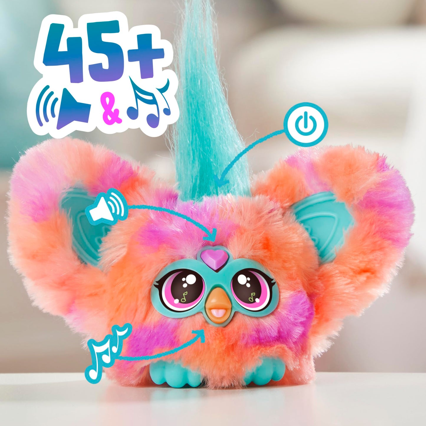 Furby Furblets Ree-Mix Mini Friend, 45+ Sounds & Music, Speaks Only Furbish, Electronic Plush Toys For 6 Year Olds & Up, Coral