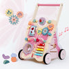 Giant Bean Wooden Baby Walker For Girls Toddler Kids 1-3, Pink Butterfly Push And Pull Multiple Learning Activity Walker With Wheels, Christmas Gift Develops Motor Skills & Stimulates Creativity