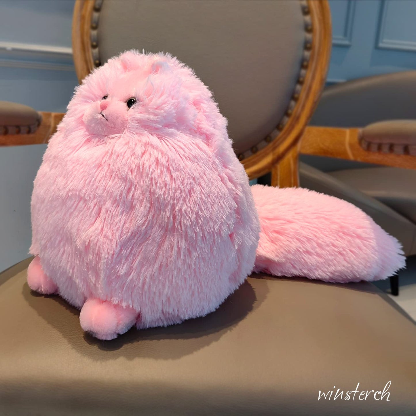 Winsterch Cute Pink Cat Stuffed Animals Plush Toy,Kids Plushies Cat Teddy Soft Toy Birthday For Girls,Stuffed Cat Plush Animals