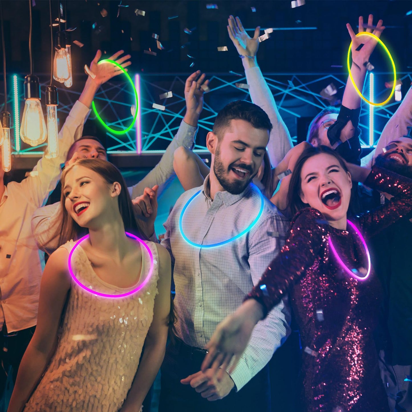 Deekin 400 Pcs 22 Inch Glow Necklaces Sticks Bulk Light Up With Connectors Party Neon Glow In The Dark For Carnival Birthday Fes
